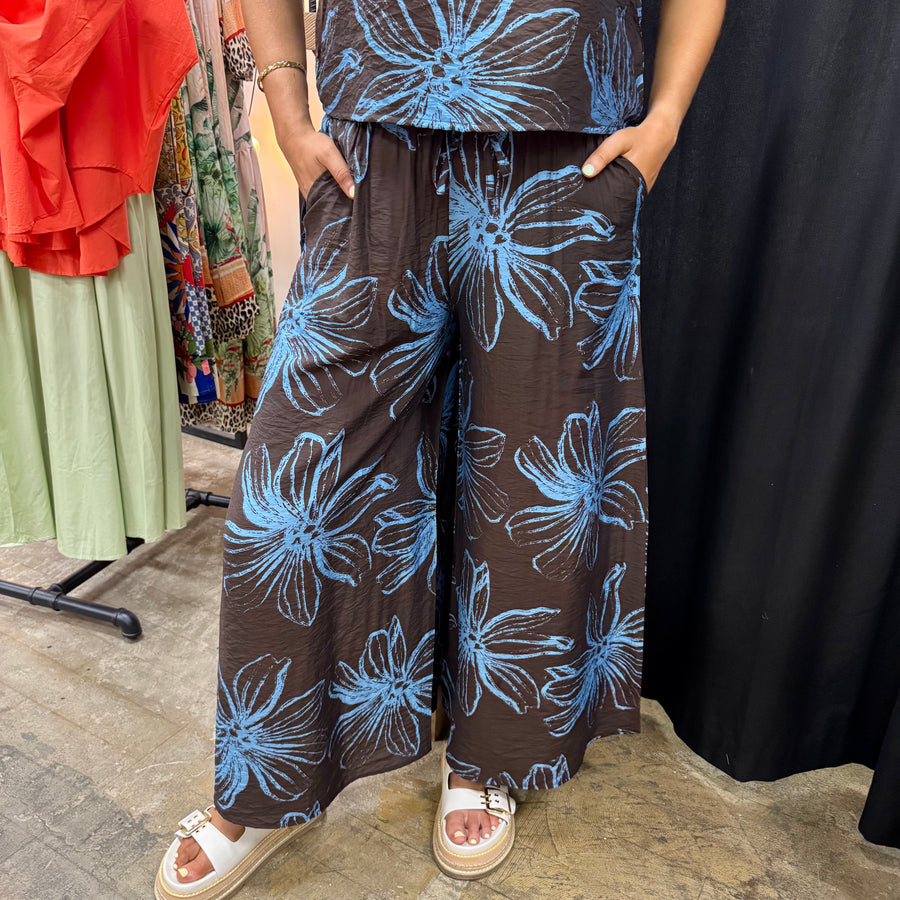 Tia Pants - Choc / Blue