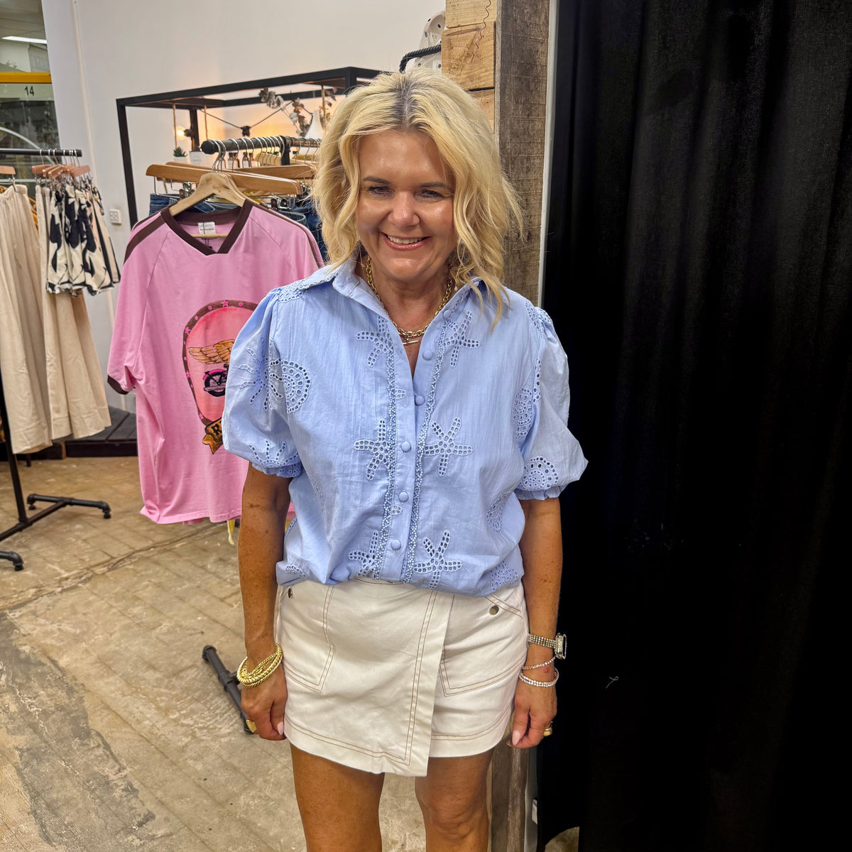 Georgie Blouse - Baby Blue