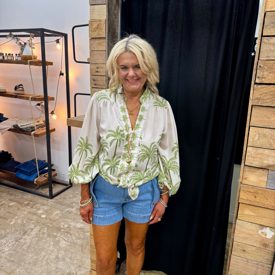 Noble Palm Blouse - Lime