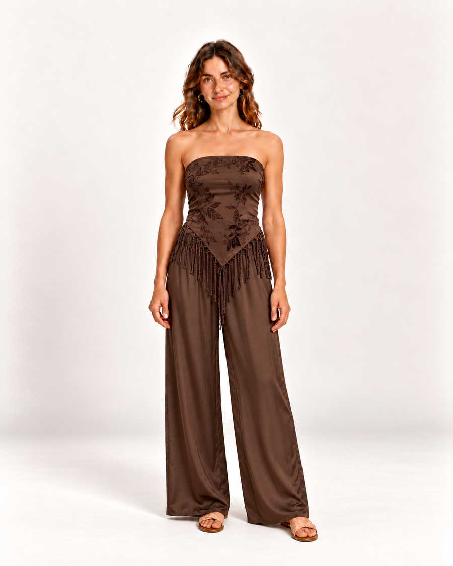 By Frankie Strapless Tassel Set