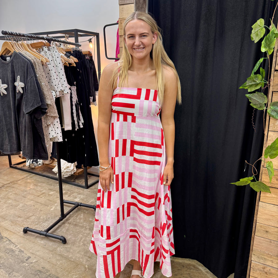 By Frankie Quartz Maxi Dress - Pink / Red