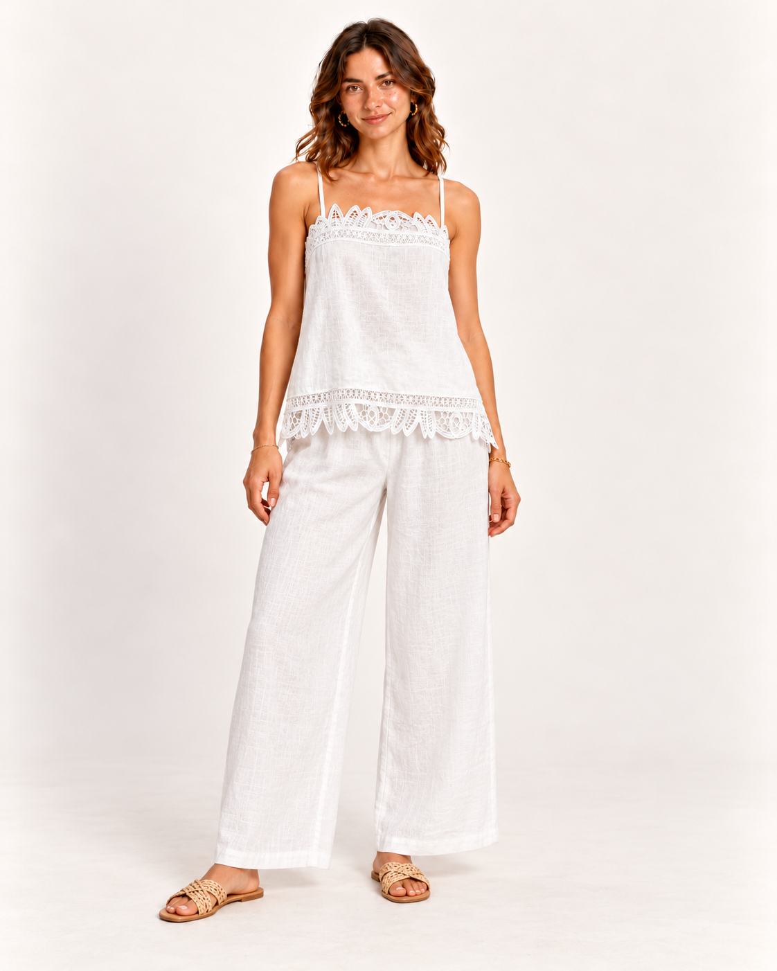 Zari The Label Lace Pant Set - White