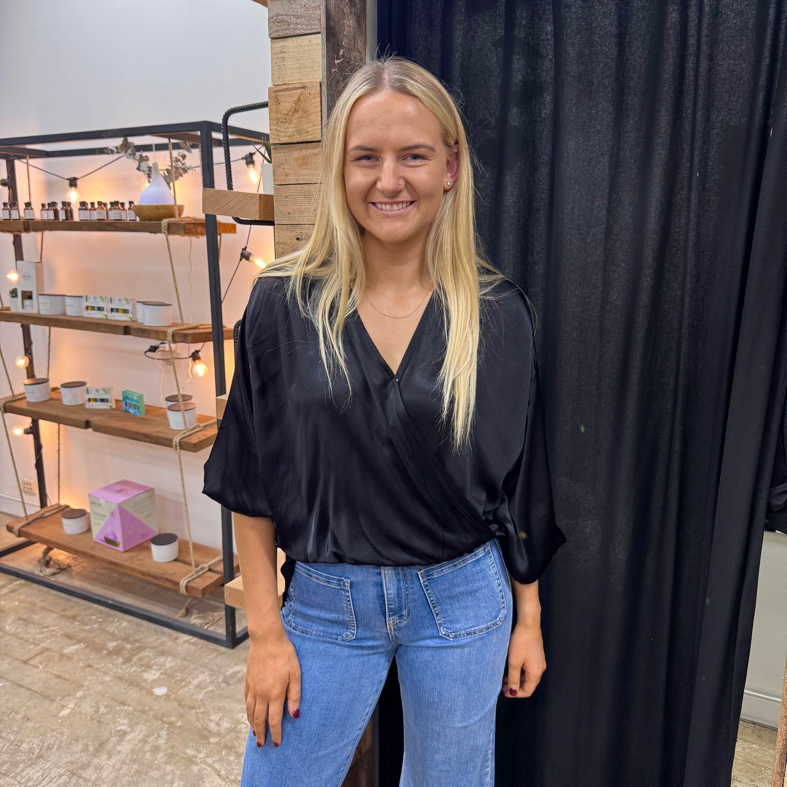 Ezra Satin Blouse - Black