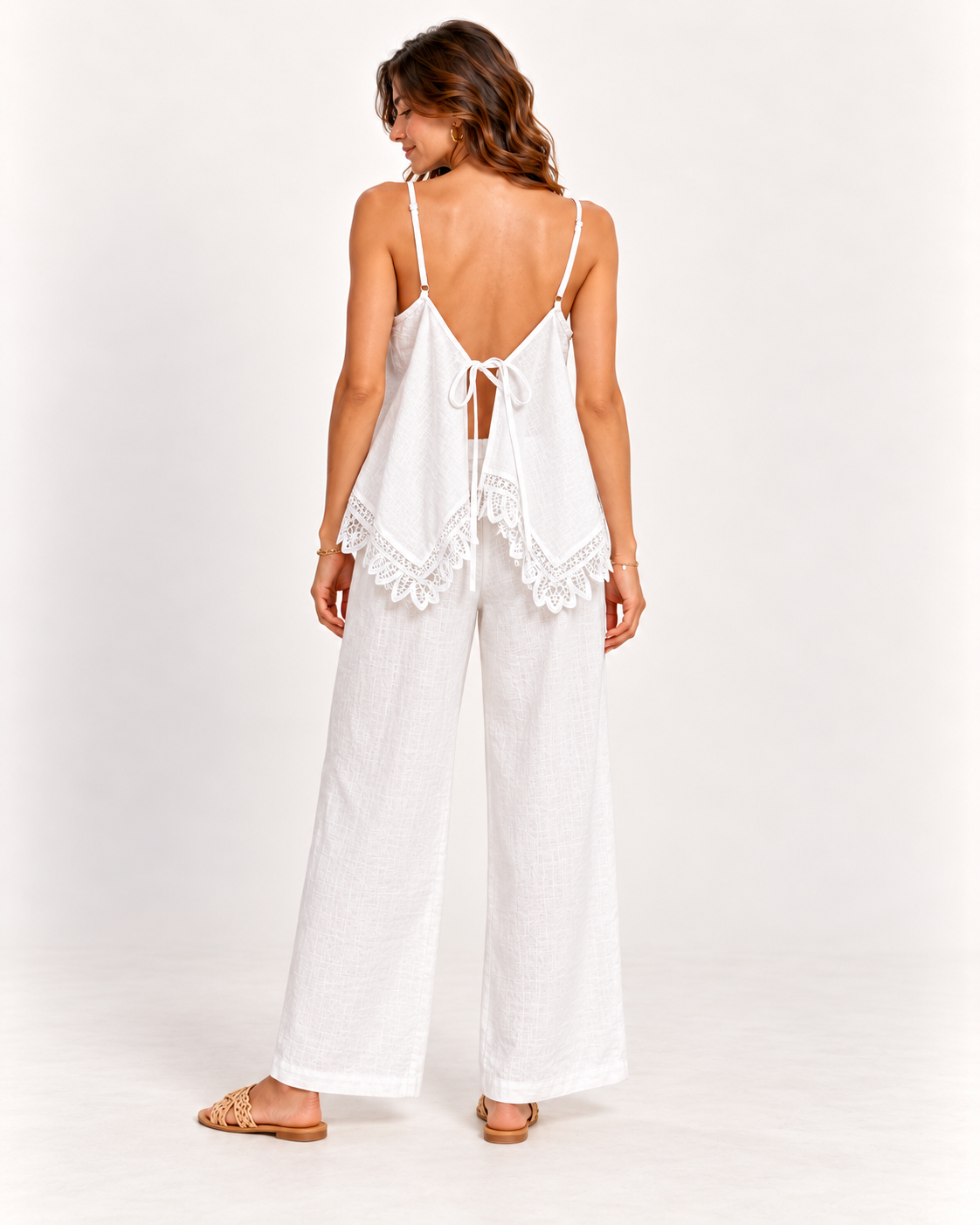 Zari The Label Lace Pant Set - White