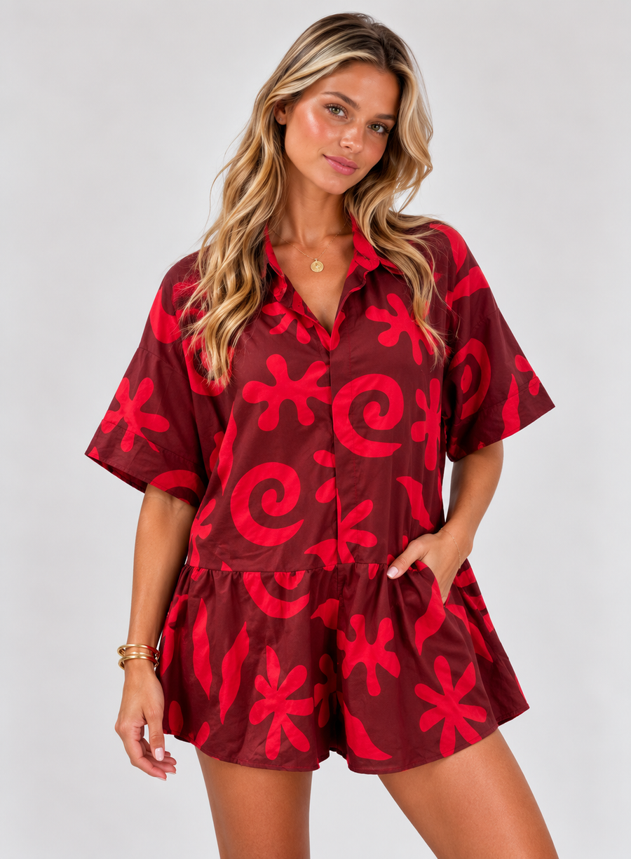By Frankie Playsuit - Cherry